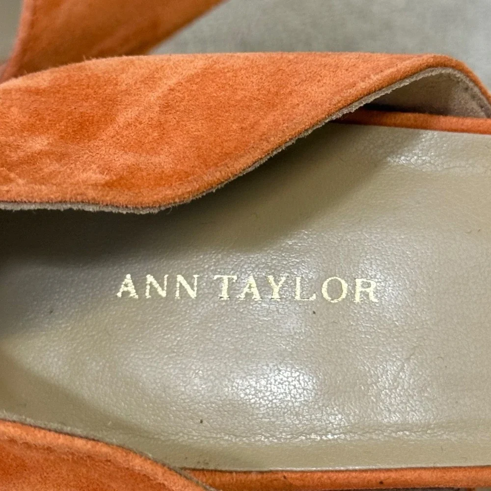 Ann Taylor Orange Suede d'Orsay Kitten Heel Pointed Toe Pumps Size 9.5M